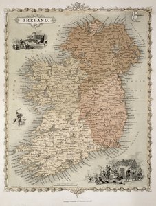 Kart over Irland, publisert ca. 1850 (håndfarget gravering)